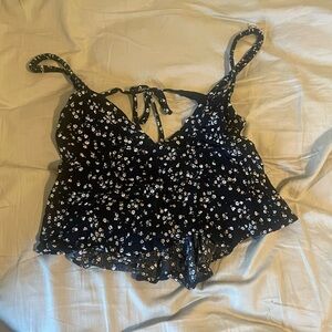 Garage Black Floral Tie Back Cami Tank Top Size XS